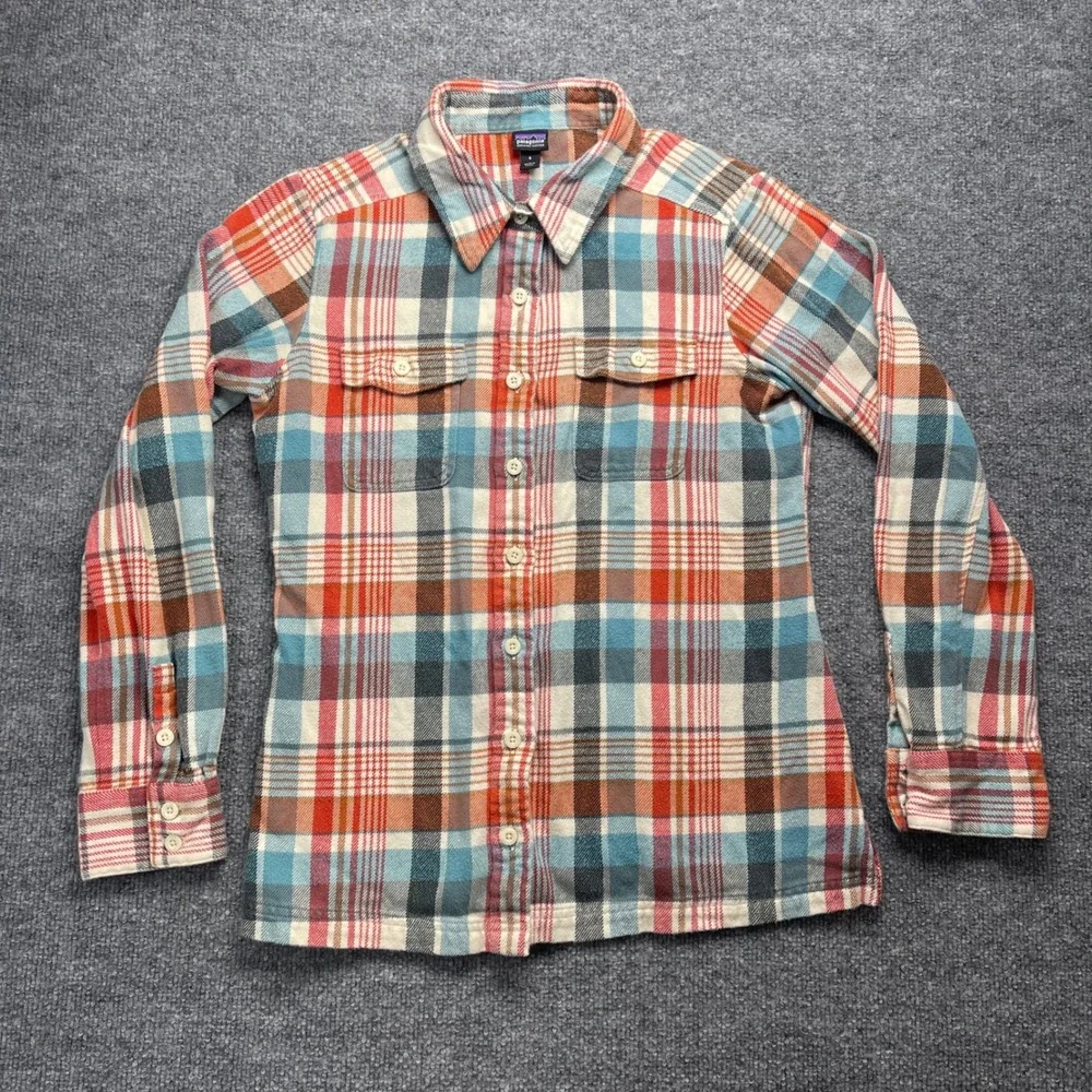 Patagonia Fjord Flannel Organic Cotton Plaid Button Up Shirt Womens 6 53915
